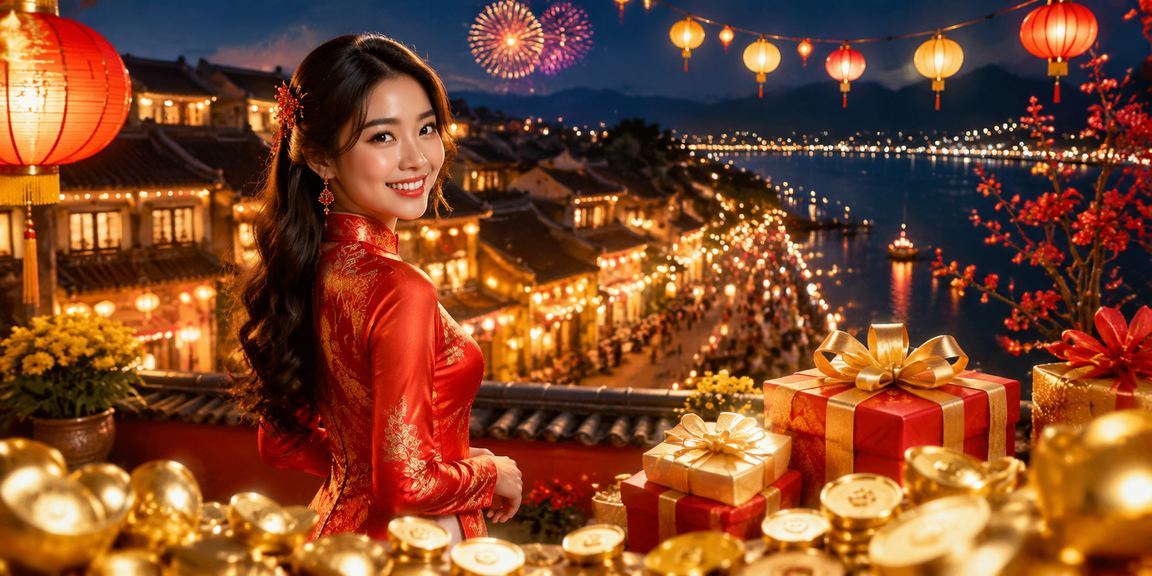Người dùng tại Hội An nhận hoàn tiền và xem thông tin khuyến mãi bên đèn lồng truyền thống